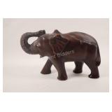 12" Hand Carved Wooden Elephant Figurine