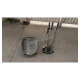Hammered Iron Fireplace Set