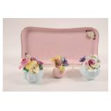 Petite Bone China Bouquets w Vanity Tray