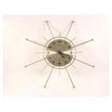 Mid-Century Atomic Brass Starburst Wall Clock