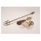 VTG Brass Fireside Fork, Crumb Brush & Shoehorn