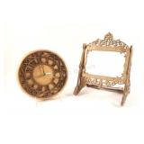 Intricate Handcrafted Wooden Desk Clock & Frame