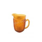 Indiana Glass Diamond Point Amber Glass Pitcher