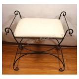 VTG Wrought Iron Curule Vanity Bench