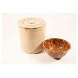 Antique Pottery Stoneware Crock  Bennington Bowl