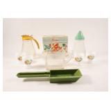 VTG Kitchenware Pitchers, Recipe Box, Egg Cups