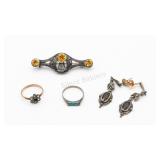 Rolled Gold, Sterling Rings w Costume Sets