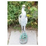 Weathered Resin Garden Crane Figurine