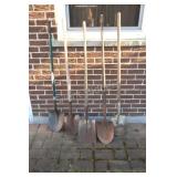 Assortment of Long Handle Garden Shovels
