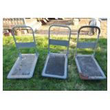 Set of Three Metal Folding Utility Push Dollies