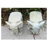 Weathered Ceramic VTG Garden Elephant Plant Stands