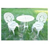Cast Aluminum 3PC White Bistro Set