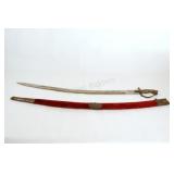 VTG Indian Talwar Sword w Velvet-Covered Scabbard