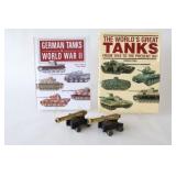 VTG Brass & Die Cast Cannons w Hard Cover Books