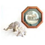 James Lumber, "Lone Pine" Plate w Resin Elephants