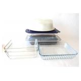 Pyrex Blue-Lidded & Handled  Dish Sets w Ecko Pan