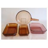 Cranberry & Amber Glass Bakeware & Frying Pan