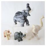 VTG Carved Onyx & Marble Elephant Figurines