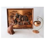 3D Raised Copper Elephant Artwork & Figurine