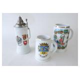 Traditional Stoneware Ceramic German Lidded Steins