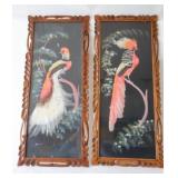 Pair of Mexican Feathercraft Bird Paintings1940