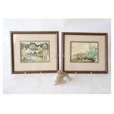 Framed Canadian Artwork w Carved Stone Dolphin