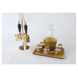 VTG Liqueur Decanter & Brass Butler Crumb Set