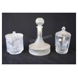 Oberglas Liquor Decanter w Crystal Biscuit Jars