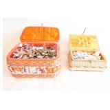 VTG Sewing Baskets - Filled w Buttons
