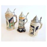 Traditional Ceramic German Lidded Beer Steins