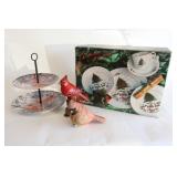 Boxed Christmas Dinnerware Set w Tier Plate &Decor