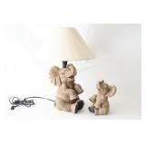 Cold Cast / Resin Elephant Table Lamp & Figurine