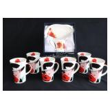 Art Deco Poppy Mugs w Gift Set
