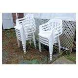 Stackable 10 White Plastic Lawn Chairs