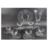 Marquis Waterford Etched Vase, Dessert Set