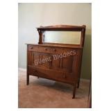 Strathroy Furniture Tiger Oak Sideboard & Mirror