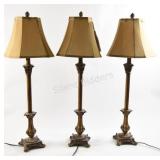3 Pencil Bronze Finish Decorative Table Lamps