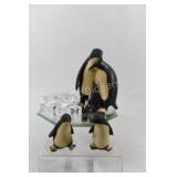 Hand Painted Ceramic Set of Penguin & Ice
