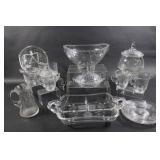 W. J Hughes Cornflower Etched Condiment Dishes