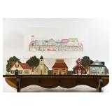 Artisian Hand Painted Wood Coat Rack & Artwork