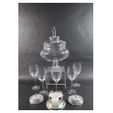 Etched Stemware Set  Large Lidded Container