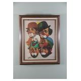 Chuck Oberstein Clown Litho Framed Artwork