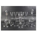 Etched Clear Decanters, Stemware Shot Glass Sets