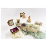 Vanity Figurines, Clocks, Antique Paperweights