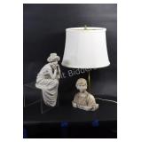 Carved Stone Lady Figurine Lamp & Figurine