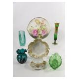 Porcelain Decor Plates, Art Glass Vases