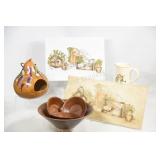 Baricbocraft Wood Salad Set, Signed Artwork
