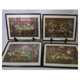 Vintage Color Lithograph CM Coolidge Poker Dogs