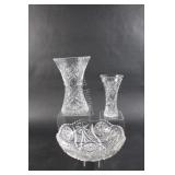 Crystal & Cut Glass Vases & Sawtooth Bowl