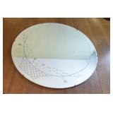 Mid Century Etched Round Basket Mirror